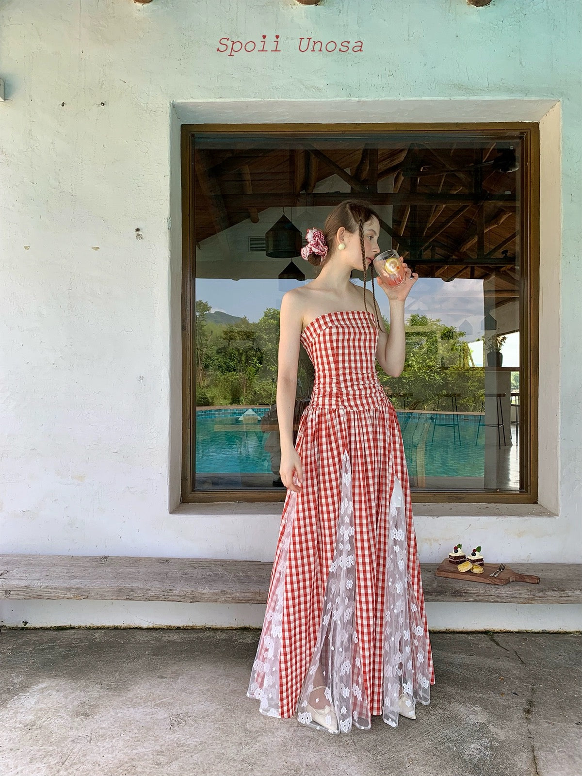 Get trendy with [SPOII UNOSA] Garden Dress Gingham Midi Dress Gown -  available at Peiliee Shop. Grab yours for $72 today!