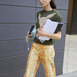 [Made In Spain] Carmen Says Deer Print Knit Puff Sleeves Sweater