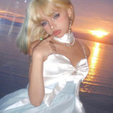 Get trendy with Moonlight Goddess Ribbon Mini Dress -  available at Peiliee Shop. Grab yours for $49.90 today!