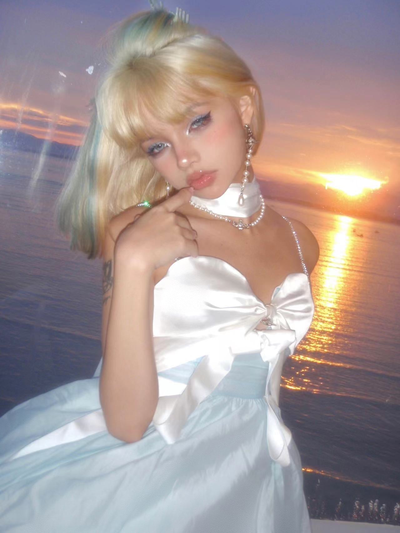 Get trendy with Moonlight Goddess Ribbon Mini Dress -  available at Peiliee Shop. Grab yours for $49.90 today!