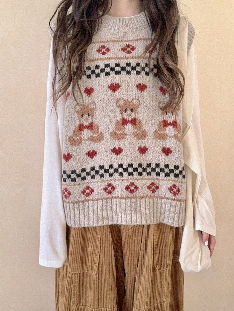 Get trendy with Christmas Bear Wool Blended Knitting Vest - Sweater available at Peiliee Shop. Grab yours for $19.90 today!