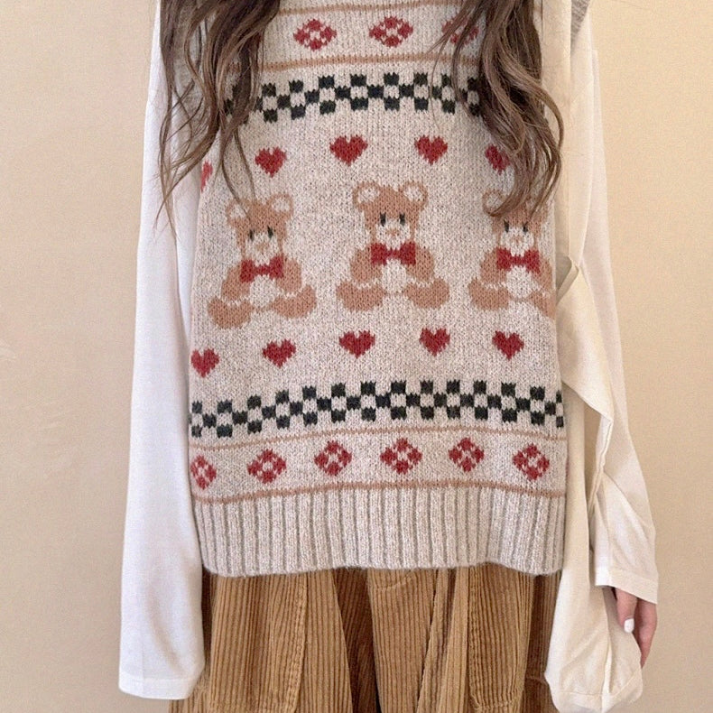 Get trendy with Christmas Bear Wool Blended Knitting Vest - Sweater available at Peiliee Shop. Grab yours for $19.90 today!