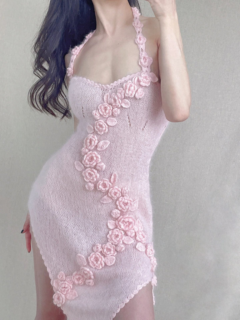 [Tailor Made] Romantic Floral Dream Hand Knitted Dress - Premium  from SYLVIA Knitting Studio - Just $118! Shop now at Peiliee Shop