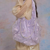 [Lactose Studio] Butterfly Garden sequin embroidery shoulder bag with glass pearl chain