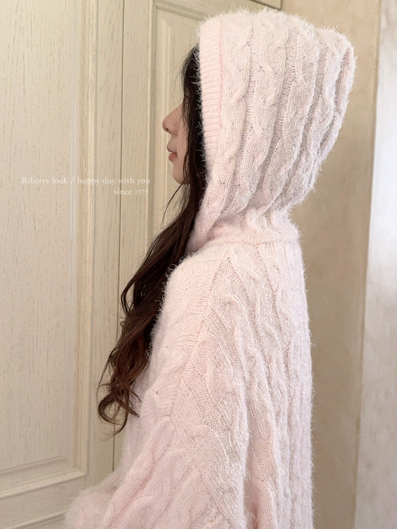 Get trendy with Soft Pink Age Wool Blended Sweater Hoodie - Sweater available at Peiliee Shop. Grab yours for $9 today!