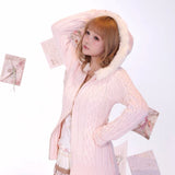 Rose Island Rose Letter Bunny Kiss Knitting Hoodie
