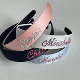 Custom Name Dolly Glam Silk Headband Handmade Gift