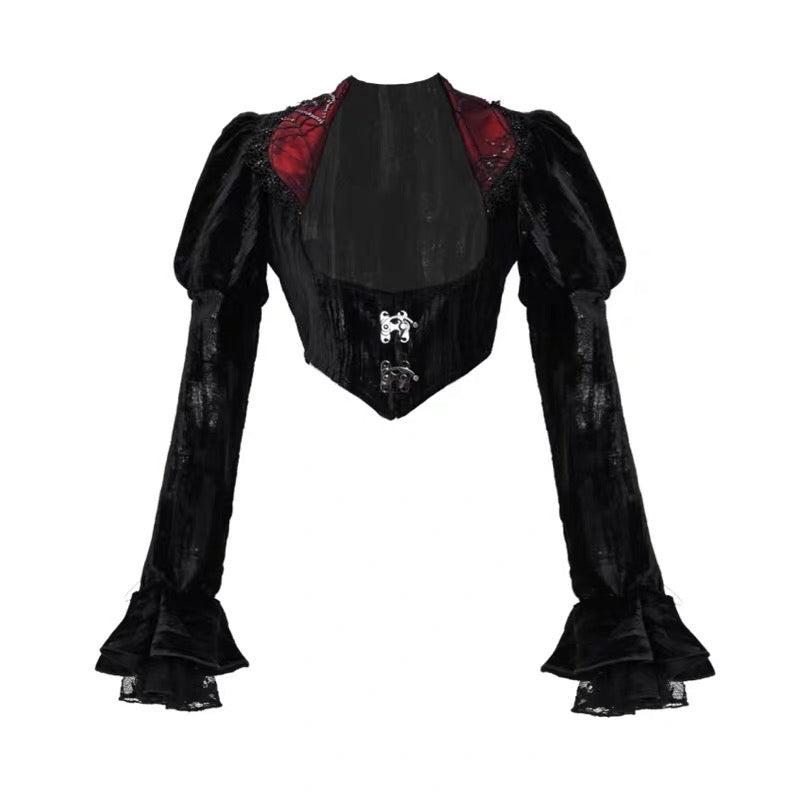 Get trendy with [Blood Supply] Halloween Court Cardigan Velvet Top - Clothing available at Peiliee Shop. Grab yours for $47 today!