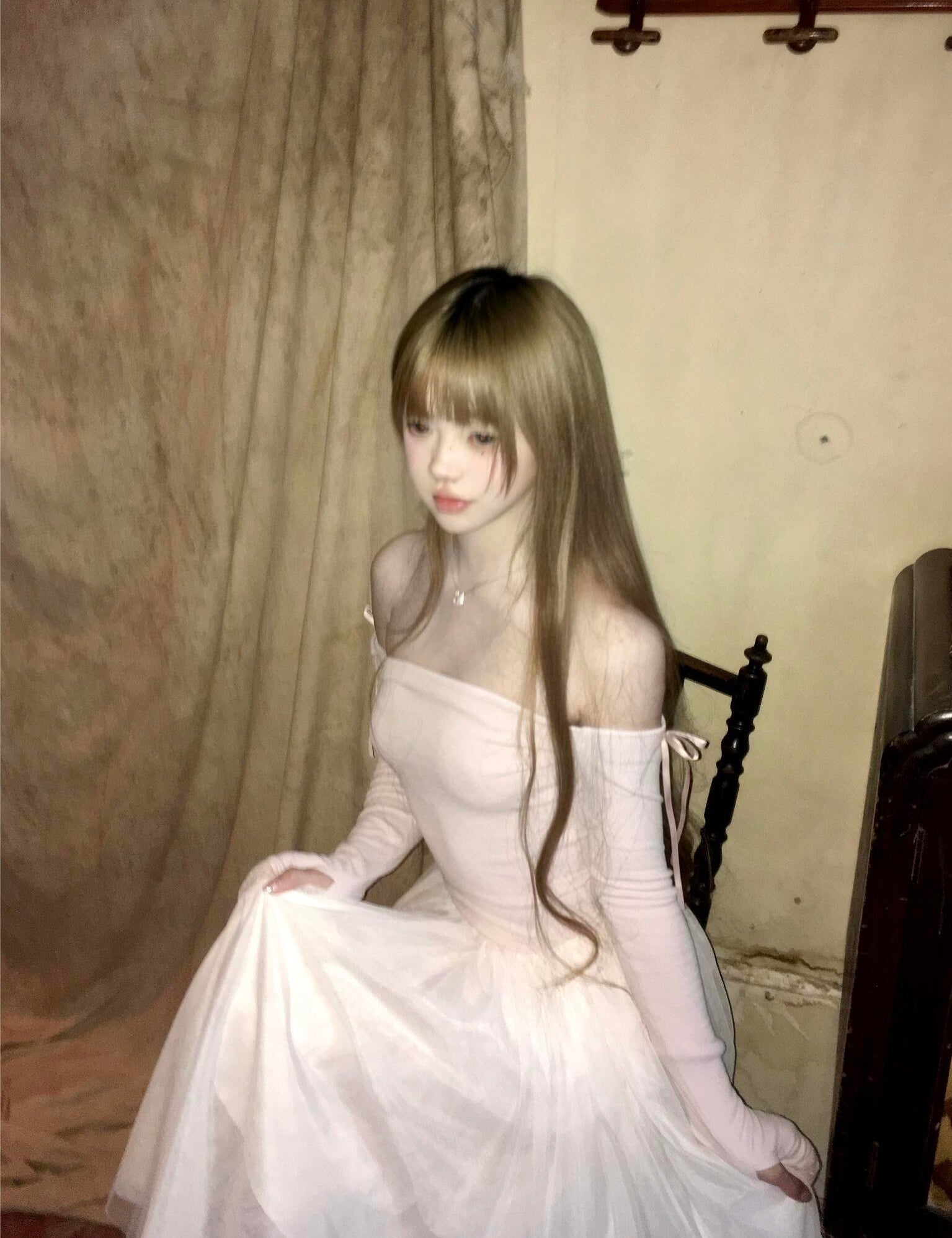 SheepKiss Ballet Soft Girl Off-Shoulder Top