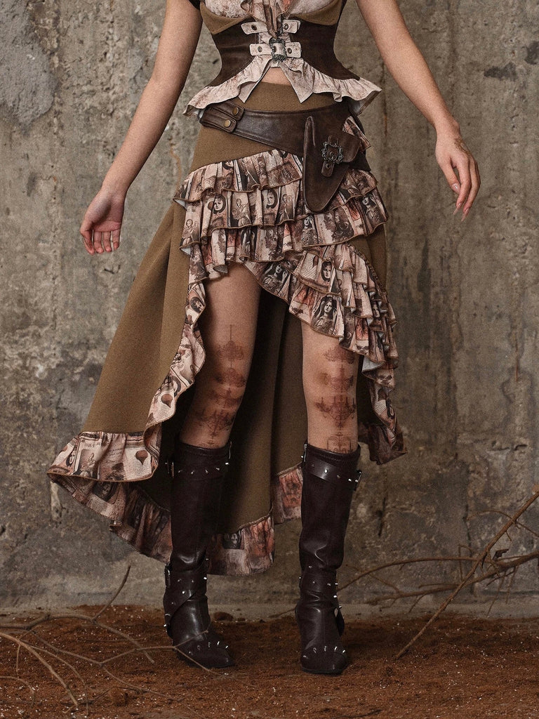 Get trendy with [Blood Supply] Dragon Era steampunk Mermaid Layer Skirt with waist bag - Dresses available at Peiliee Shop. Grab yours for $45 today!