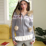 MineBeThyVers Winter Tale Fair Isle Faux Fur Sweater Hoodie