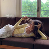 MineBeThyVers Lemon Butter Layered Knit Sweatshirt