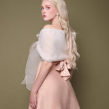 First Date NYC Princess Faux Fur Tulle Bow Shawl