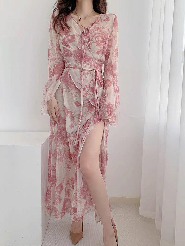 [Aguo Studio] Sicilian Floral Sea Dress - Premium Dress from Aguo Studio - Just $41! Shop now at Peiliee Shop
