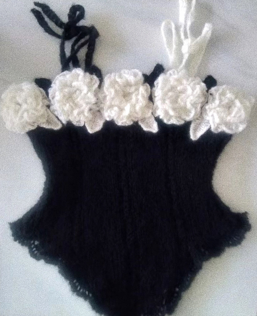 [Tailor Made] Black Rose Dream Hand Knitted Corset Top Vintage Design - Premium  from SYLVIA Knitting Studio - Just $78! Shop now at Peiliee Shop