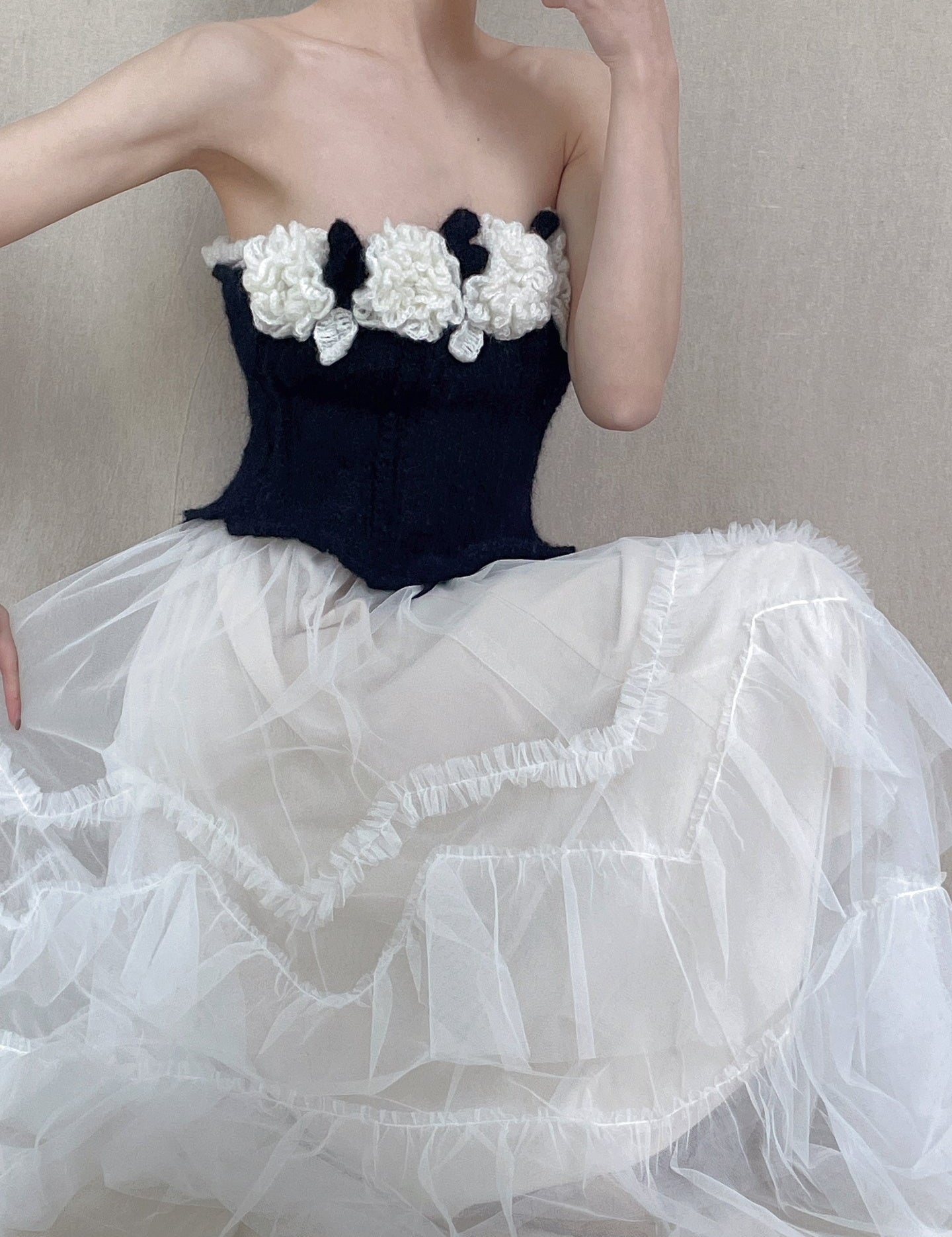 Get trendy with [Tailor Made] Black Rose Dream Hand Knitted Corset Top Vintage Design -  available at Peiliee Shop. Grab yours for $78 today!