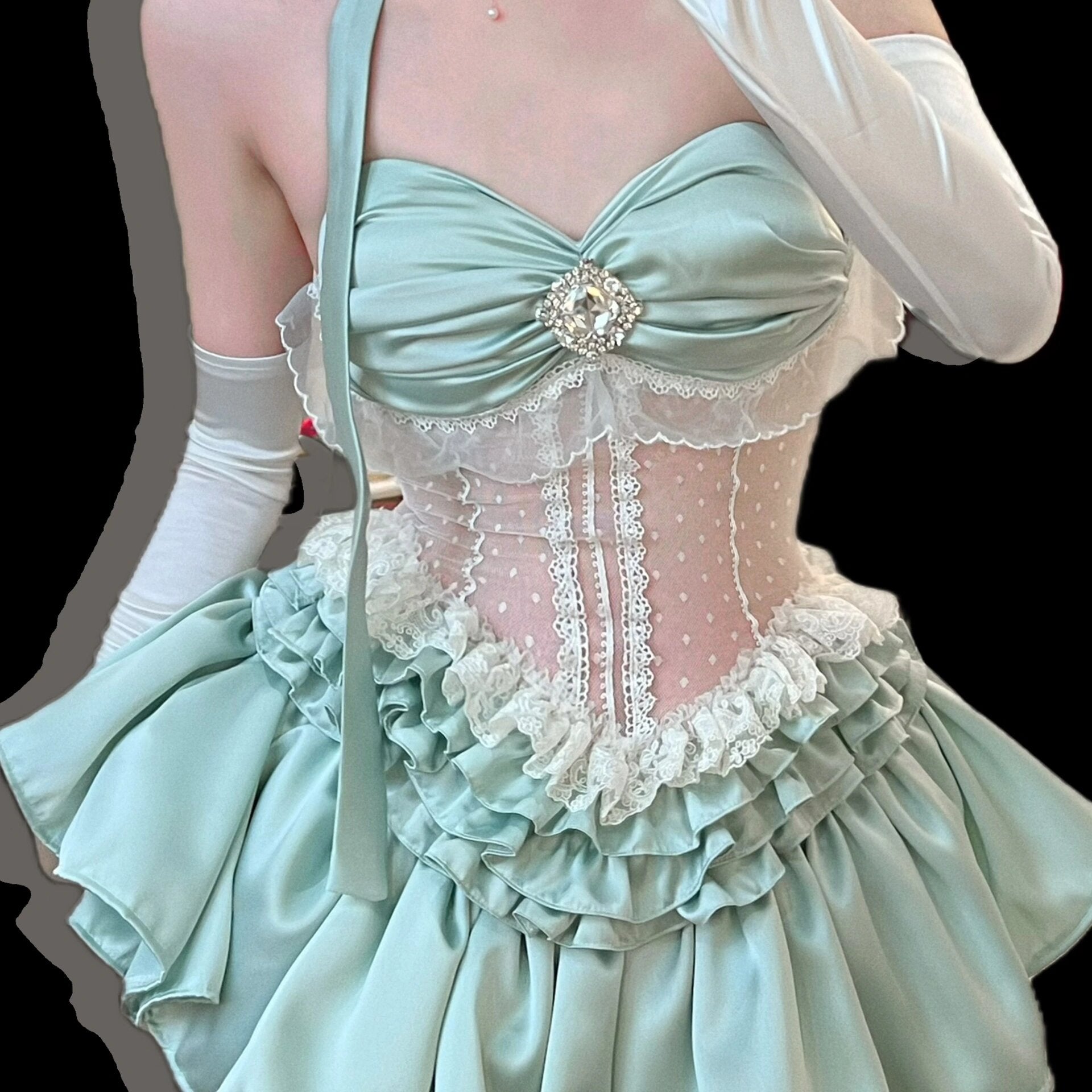 Get trendy with [Tailor Made] Cottage Fairy Lace Corset Top -  available at Peiliee Shop. Grab yours for $62 today!