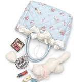 MineBeThyVers Blue Floral Bow Tote Bag