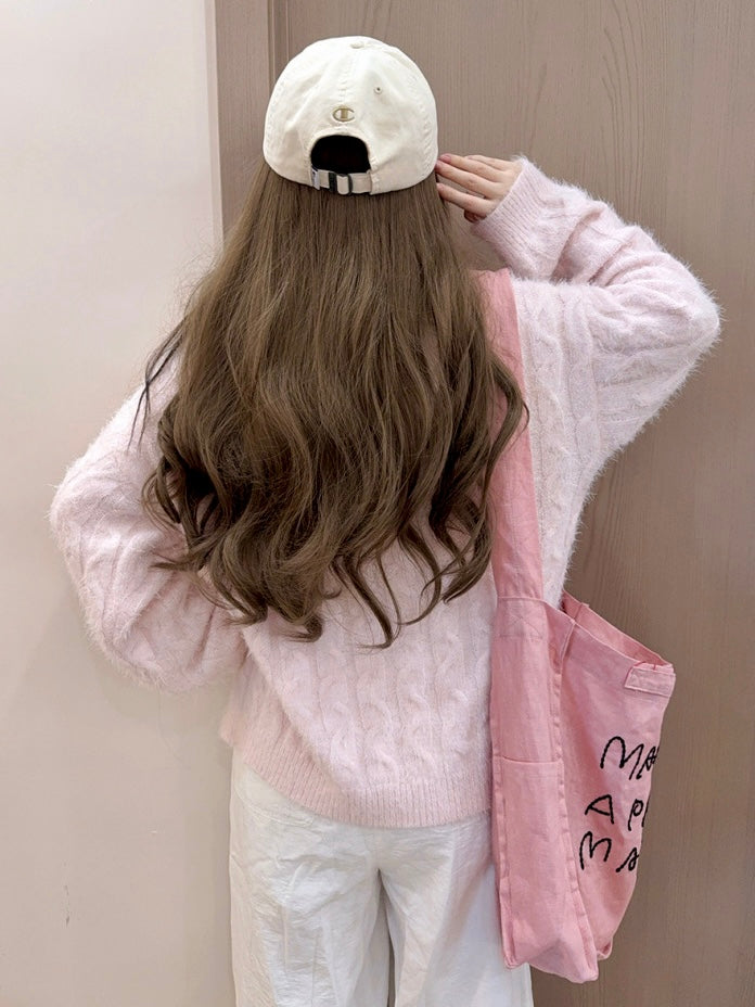 Get trendy with Soft Pink Age Wool Blended Sweater Hoodie - Sweater available at Peiliee Shop. Grab yours for $9 today!