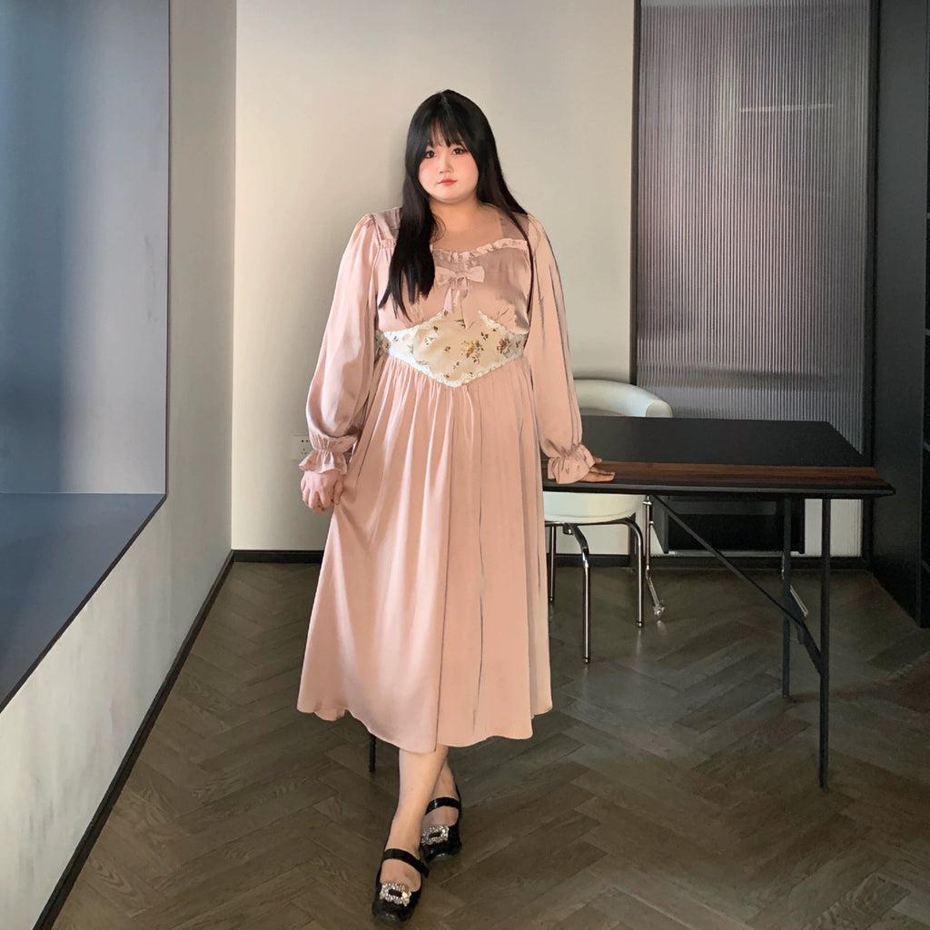 [Curve Beauty]Stroll in Paris Pink Dress(Plus Size 200 lbs) - Premium Dresses from DAJUN - Just $37! Shop now at Peiliee Shop