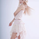 Get trendy with [Rose Island] Floral Fairy Mini Skirt -  available at Peiliee Shop. Grab yours for $45 today!