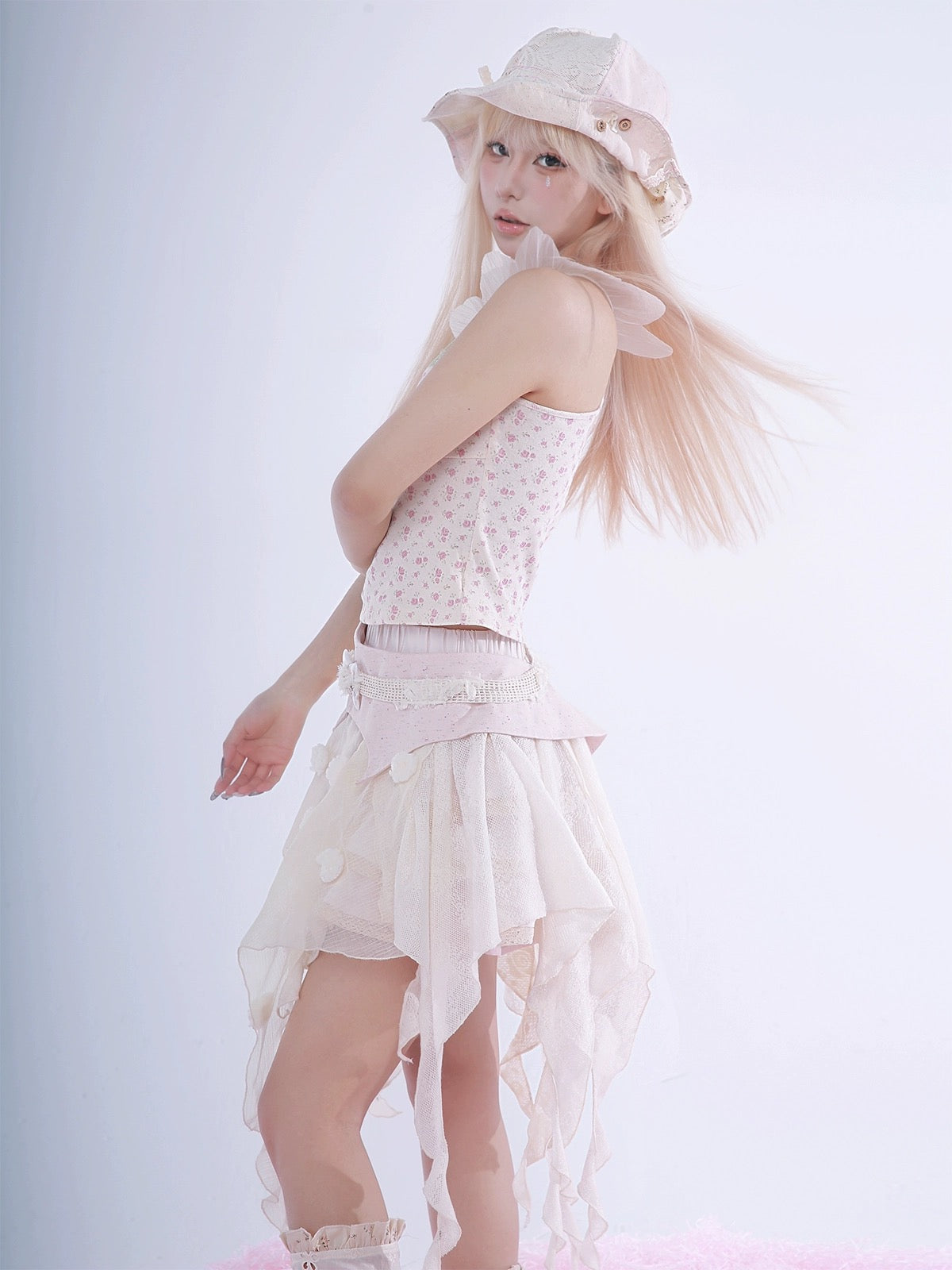 Get trendy with [Rose Island] Floral Fairy Mini Skirt -  available at Peiliee Shop. Grab yours for $45 today!