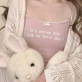 Get trendy with [Buy 2 Get 1 Free] It’s never too late to love me cotton vest top - vest available at Peiliee Shop. Grab yours for $12.80 today!