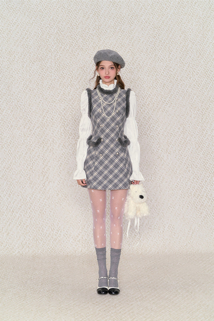 [Underpass]Adorable Doll-Inspired Dress with Fuzzy Collar - Premium  from Under Pass Original - Just $63! Shop now at Peiliee Shop