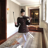 Sheepkiss Paris Lady Diamond Button Brown Coat