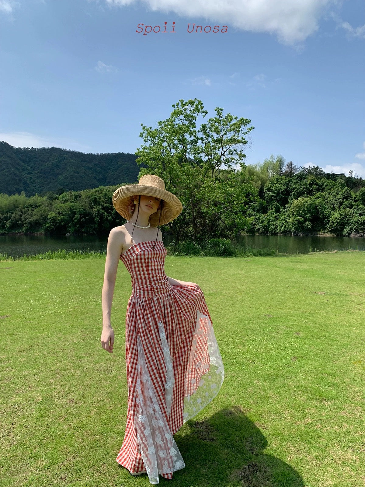 Get trendy with [SPOII UNOSA] Garden Dress Gingham Midi Dress Gown -  available at Peiliee Shop. Grab yours for $72 today!