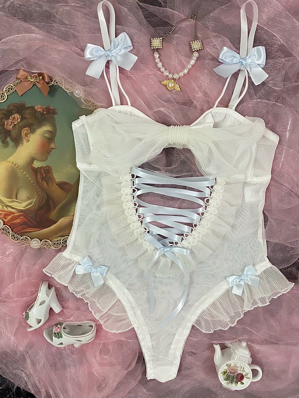 Get trendy with [Handmade Lingerie] Write me a love letter - Lace Bodysuit -  available at Peiliee Shop. Grab yours for $19.90 today!