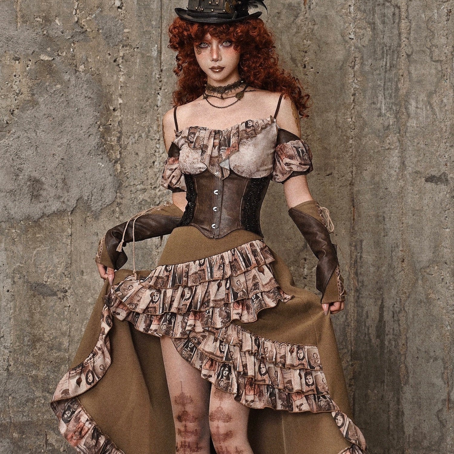 Get trendy with [Blood Supply] Dragon Era steampunk Puff Sleeves Crop Top - Crop Top available at Peiliee Shop. Grab yours for $42 today!