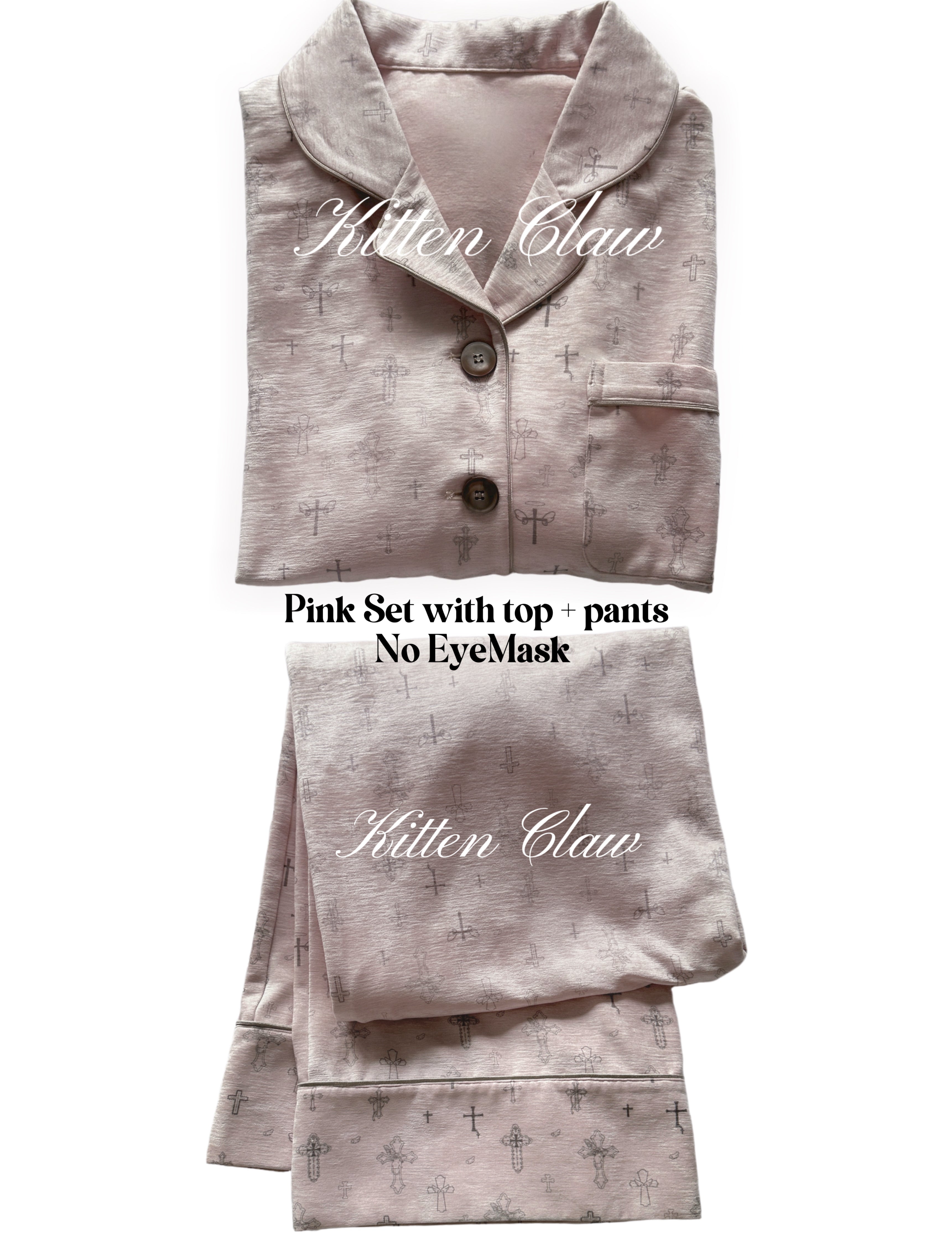 KittenClaw Pink Dream Cross Pajamas Set