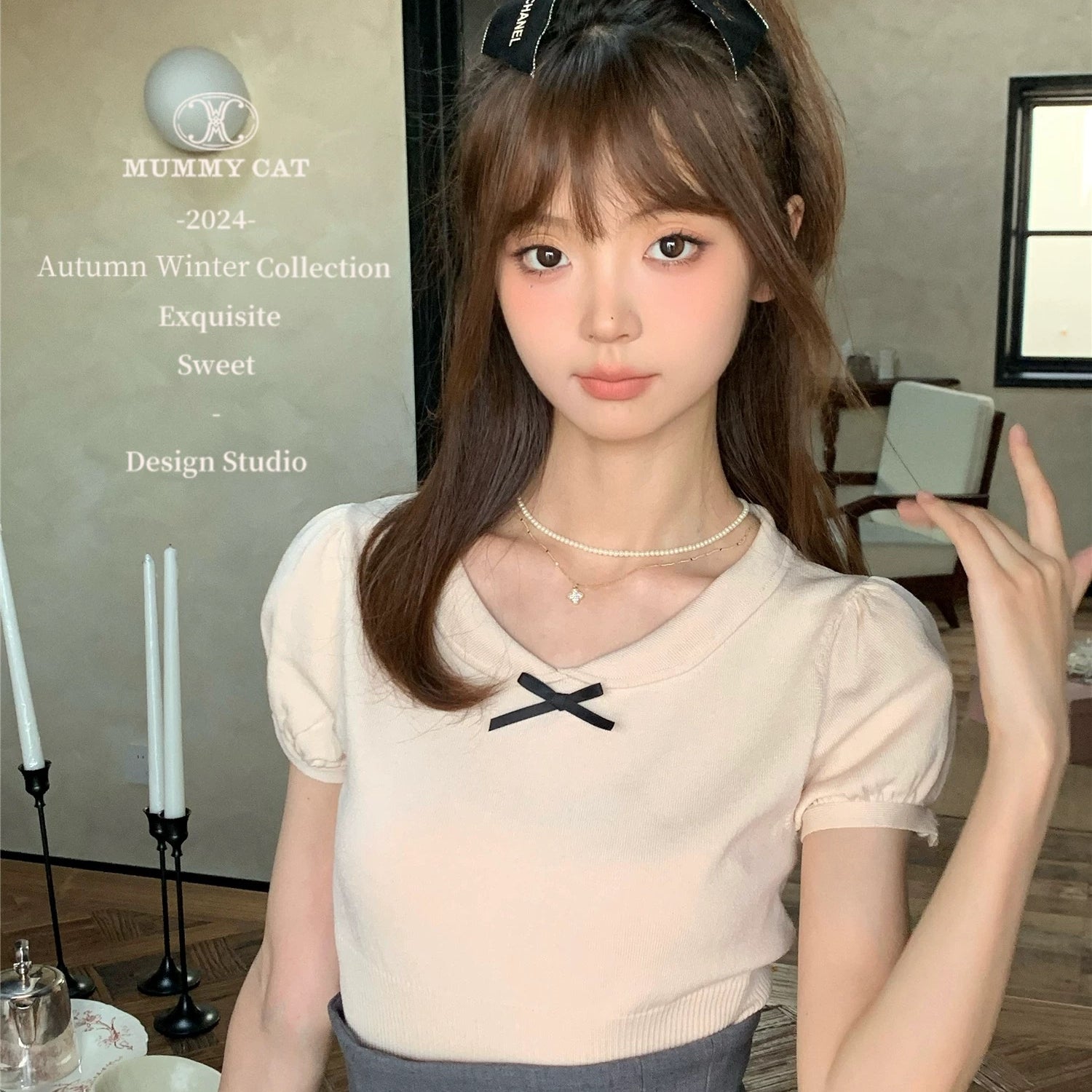 Get trendy with [Mummy Cat] Babydoll Cutie Puff Sleeves peter pan collar Shirt - Corset available at Peiliee Shop. Grab yours for $36 today!