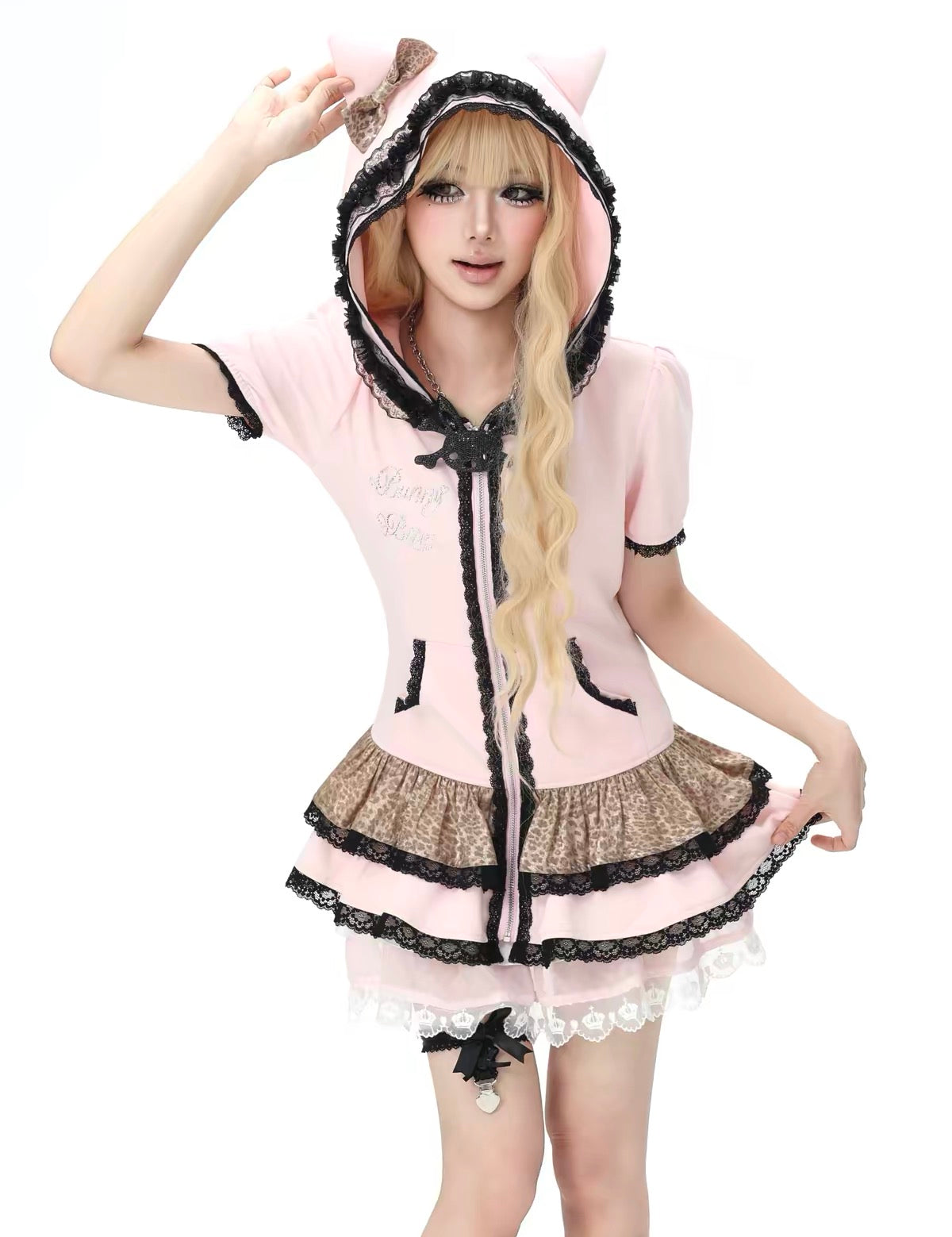 BunnyBite Gyaru Kitty Ear Hoodie Dress