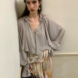 [Pre-order 15% At Checkout] SPOII UNOSA Clair de Romance Ruffle Sleeve Blouse