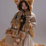 Rose Island Forest Fawn Deer Knit Tote Bag