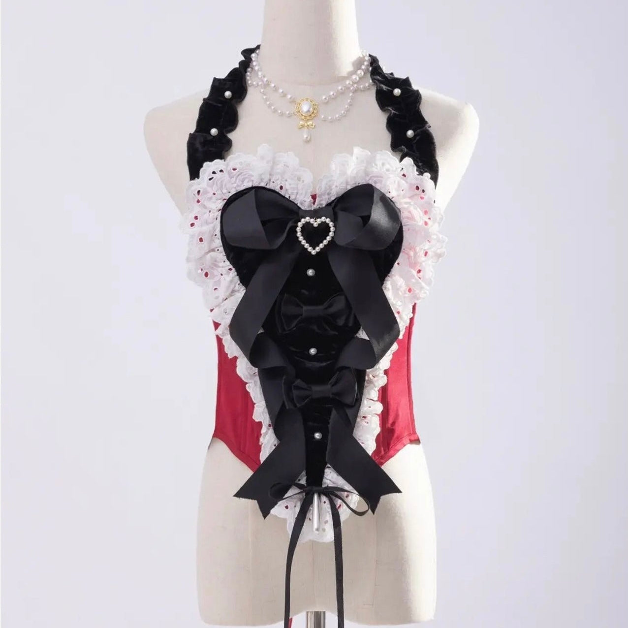 Get trendy with [PeilieeShop x Stasera] Ribbon Poem Handmade Corset Top Christmas -  available at Peiliee Shop. Grab yours for $65 today!