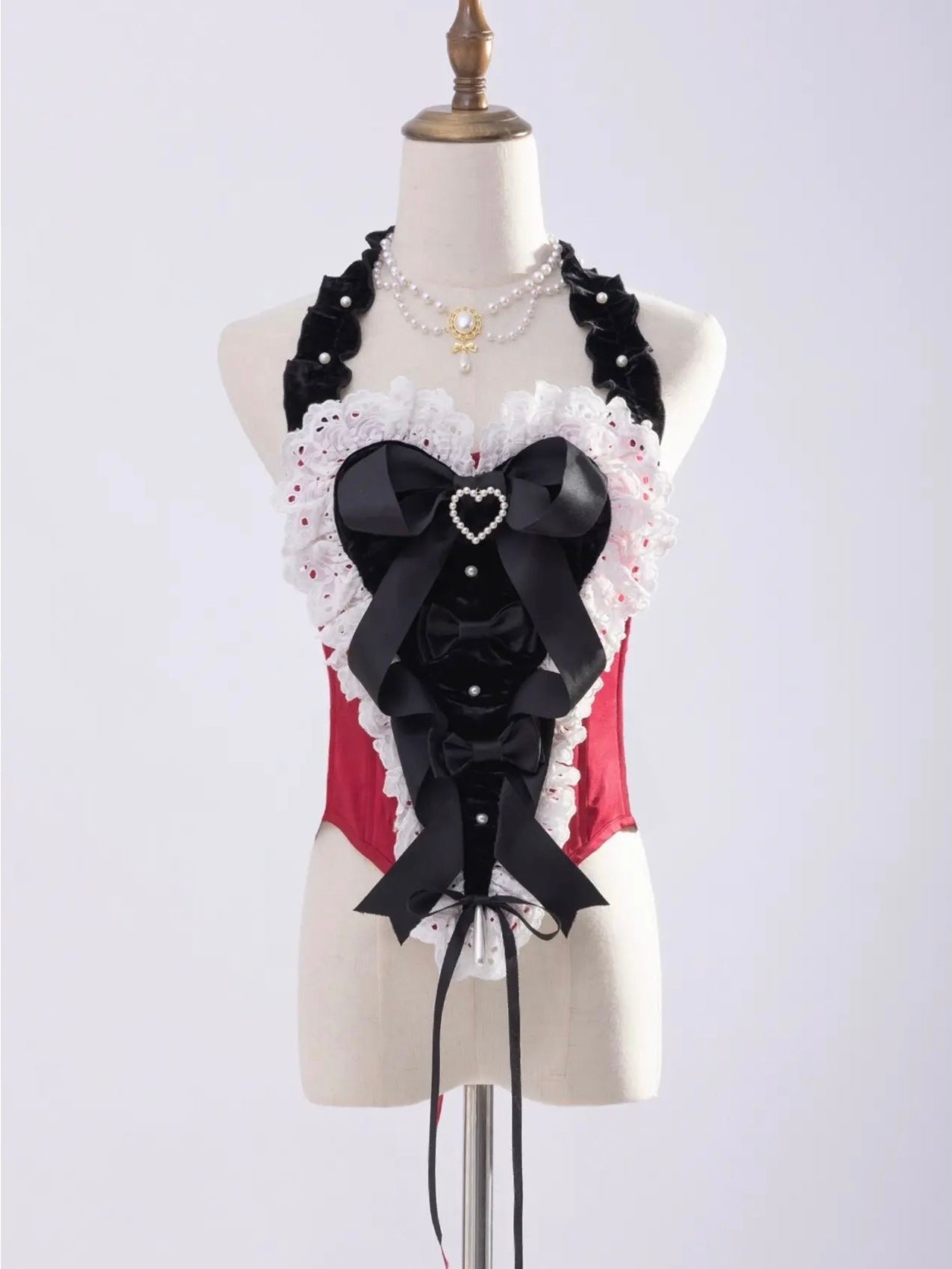 Get trendy with [PeilieeShop x Stasera] Ribbon Poem Handmade Corset Top Christmas -  available at Peiliee Shop. Grab yours for $65 today!