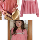 MineBeThyVers 100% Cotton Red Gingham Peter Pan Collar Blouse
