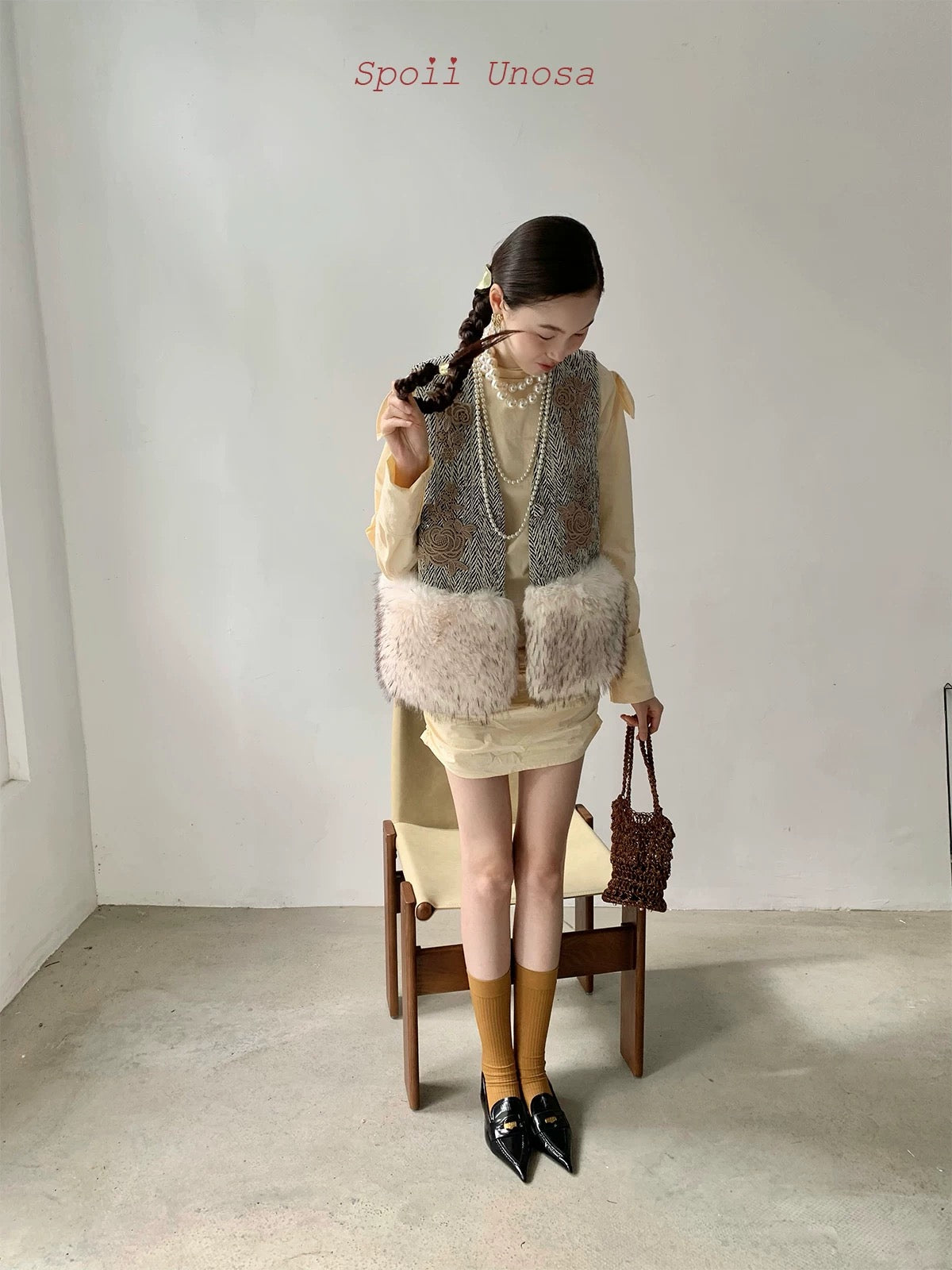 Get trendy with [SPOII UNOSA] Vintage Charm Faux Fur Autumn Vest - Coat available at Peiliee Shop. Grab yours for $66 today!