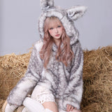 Rose Island Nordic Lucky Deer Faux Fur Antlers Coat