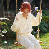 Sleepy Fairy Floral Deer Hoodie And Flare Pants Set