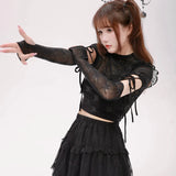 [Evil tooth] Gothic Veil Tiered Mini Lace Skirt