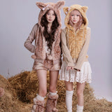 Rose Island Dear Little Zoo Ginger Cat Knit Hoodie