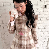 MineBeThyVers Soft Mocha Vintage Brown Plaid Coat