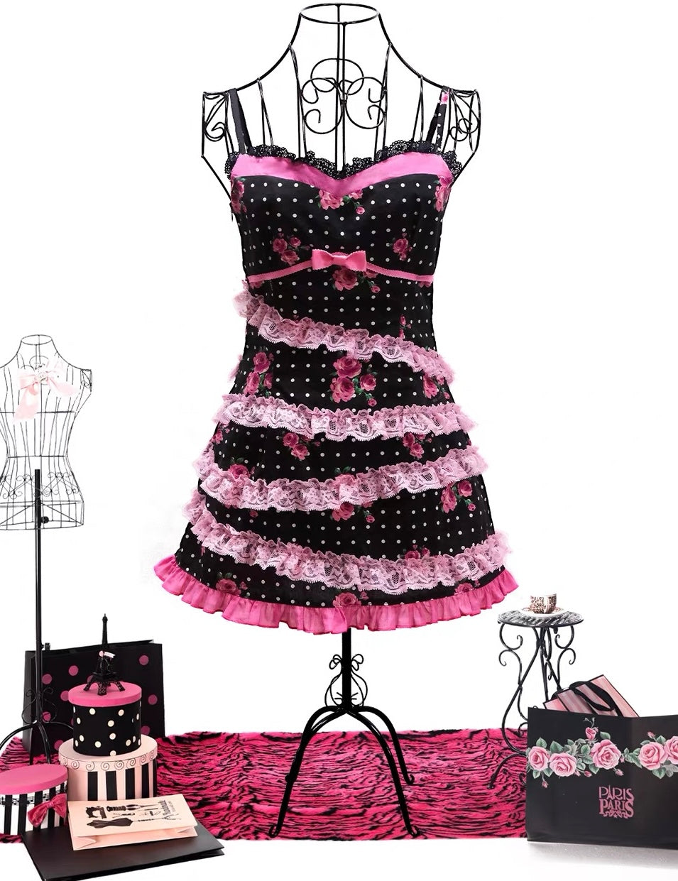 Evil Tooth Paris Rose Night Hime Gyaru 100% Cotton Mini Dress