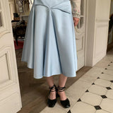 UNOSA Ice Blue Satin A-Line Skirt