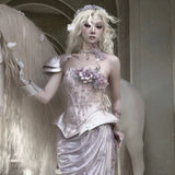 Blood Supply Moonlight Spirit Single Shoulder Strap Floral Corset