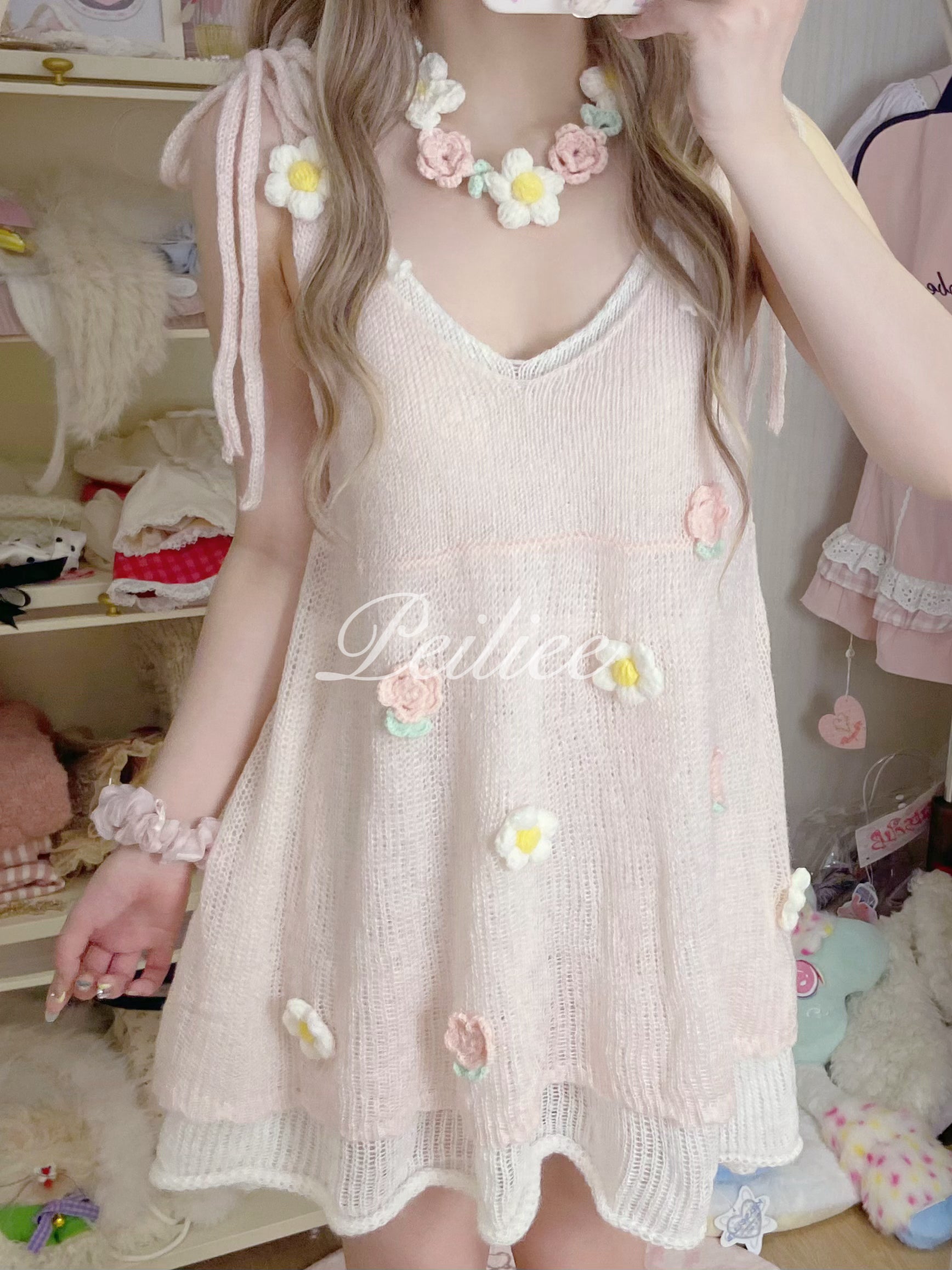 Get trendy with Forest Nymph Floral knitted mini dress - Sweater available at Peiliee Shop. Grab yours for $19.90 today!